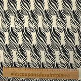 Satin de viscose imprimé souffle noir fond écru
