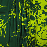 Twill de viscose imprimé illusion florale vert anis et forêt