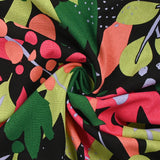 Lin viscose imprimé nature abstraite fuchsia fond noir