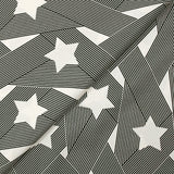 Satin de viscose fin imprimé étoile entremêlée noir et blanc cassé