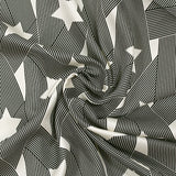 Satin de viscose fin imprimé étoile entremêlée noir et blanc cassé