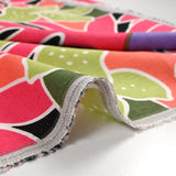 Lin viscose imprimé jardin tropical rose corail fond noir