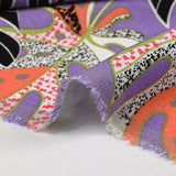 Lin viscose imprimé pluie de monsteras fond violet
