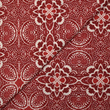 Coton tissé aspect lin imprimé arabesque rouge brique