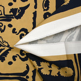 Gabardine de coton élasthanne ornement beige et bleu nuit