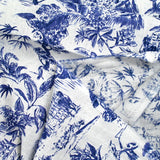 100% Lin imprimé nature vivante marine fond blanc