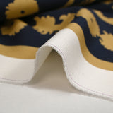 Gabardine de coton élasthanne ornement beige et bleu nuit