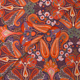 Pana de algodón con estampado paisley naranja y fondo morado