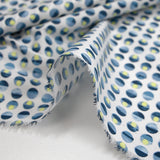 Coton élasthanne lever du soleil en pois fond blanc
