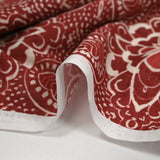 Coton tissé aspect lin imprimé arabesque rouge brique