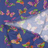 Cotton corduroy printed with butterflies indigo background