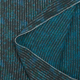 Mousseline de soie Lurex rayé fleurs bleu canard fond anthracite