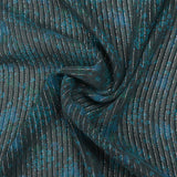 Mousseline de soie Lurex rayé fleurs bleu canard fond anthracite