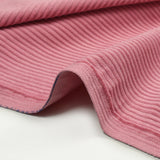 Pink ribbed polyester velvet