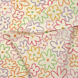 Coton imprimé contour de fleurs fond écru