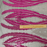 Tulle sequin plumes royales argent et fuchsia