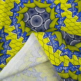 Coton imprimé ethnique Zwolle bleu fond jaune