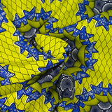 Coton imprimé ethnique Zwolle bleu fond jaune
