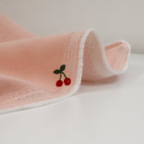 Velours de coton côtelé imprimé cerise fond rose