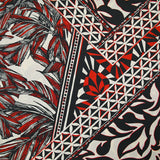 Coton imprimé palmier noir et rouge fond blanc
