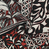 Coton imprimé palmier noir et rouge fond blanc