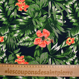 Lin et coton imprimé forêt amazonienne fond marine