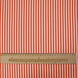 Coton imprimé rayure 5 mm orange et blanc