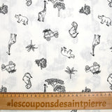 Lin et coton imprimé safari fond blanc