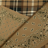 Crêpe lourd imprimé tartan et bandana fond marron