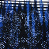 Lin et coton imprimé fantaisie bleu marine