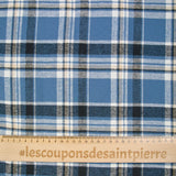 Flanelle de coton à carreaux Léon bleu acier et beige