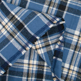 Flanelle de coton à carreaux Léon bleu acier et beige