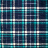 Flanelle de coton à carreaux Sam turquoise et bleu marine