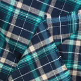 Flanelle de coton à carreaux Sam turquoise et bleu marine