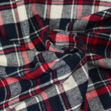 Flanelle de coton à carreaux Gabriel trait rouge fond marine