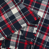 Flanelle de coton à carreaux Gabriel trait rouge fond marine