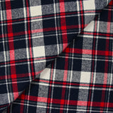 Flanelle de coton à carreaux Gabriel trait rouge fond marine
