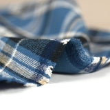 Flanelle de coton à carreaux Léon bleu acier et beige