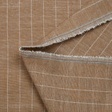 Polyviscose et lin rayé Maud fond marron biscuit