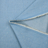 Chambray de coton orné de strass fond bleu ciel