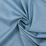 Chambray de coton orné de strass fond bleu ciel