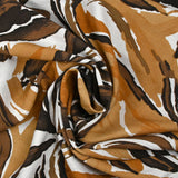 Crêpe viscose imprimé jungle marron fond blanc