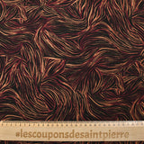 Twill de viscose imprimé nature abstraite lie de vin fond noir