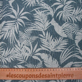 Viscose crepe with pointillism foliage print in denim blue