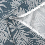Viscose crepe with pointillism foliage print in denim blue