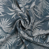 Viscose crepe with pointillism foliage print in denim blue