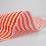 Coton imprimé rayure 5 mm orange et blanc
