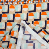 Viscose imprimée cercle vintage orange fond marine