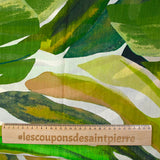 Voile de viscose imprimé monstera vert