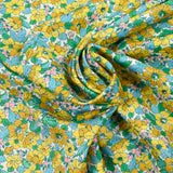 Coton liberty ® Dahlia Dream moutarde et bleu au mètre